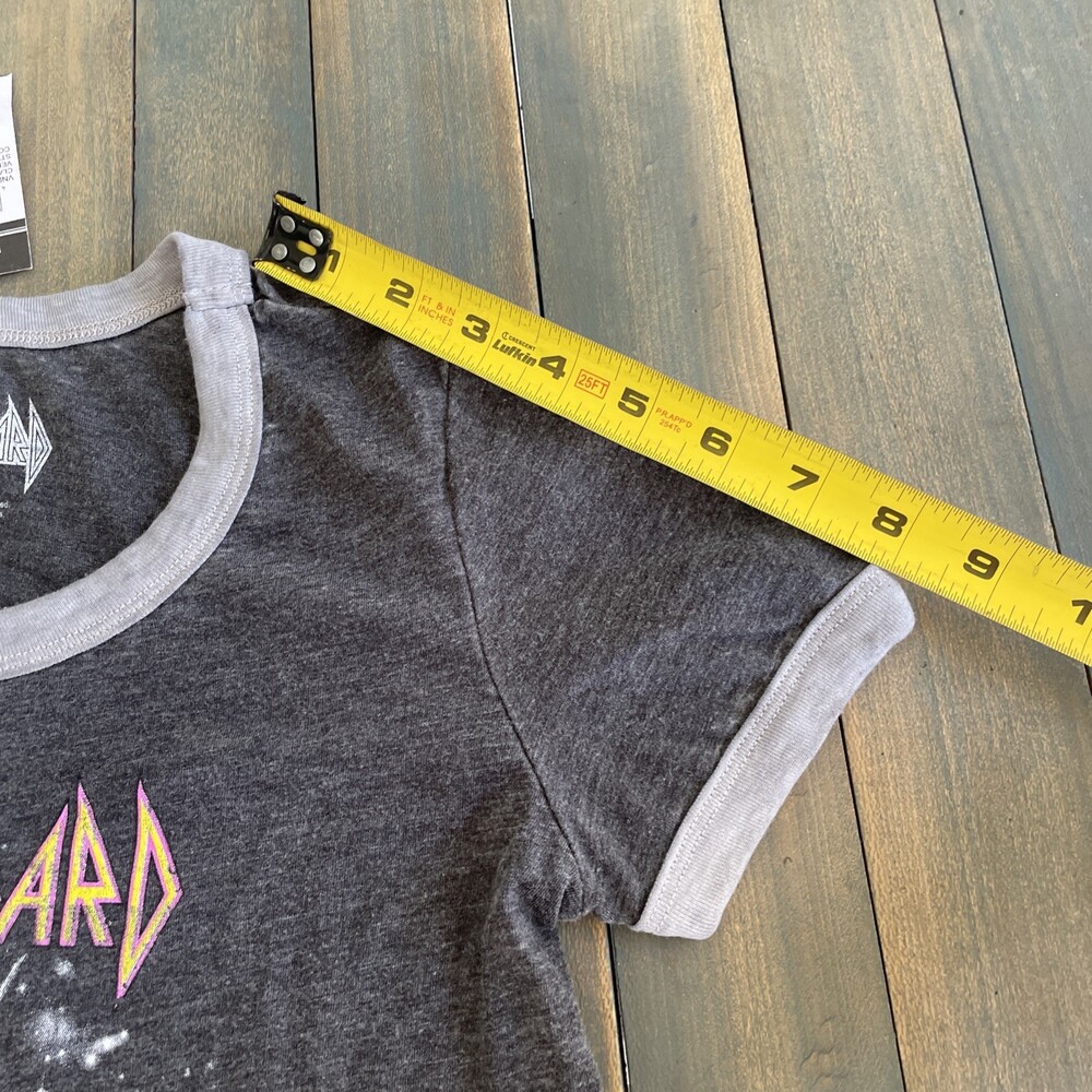 Def Leppard NWT Womens XS Gray Ringer Band Tee Graphic T-Shirt (M5) - Picture 7 of 8